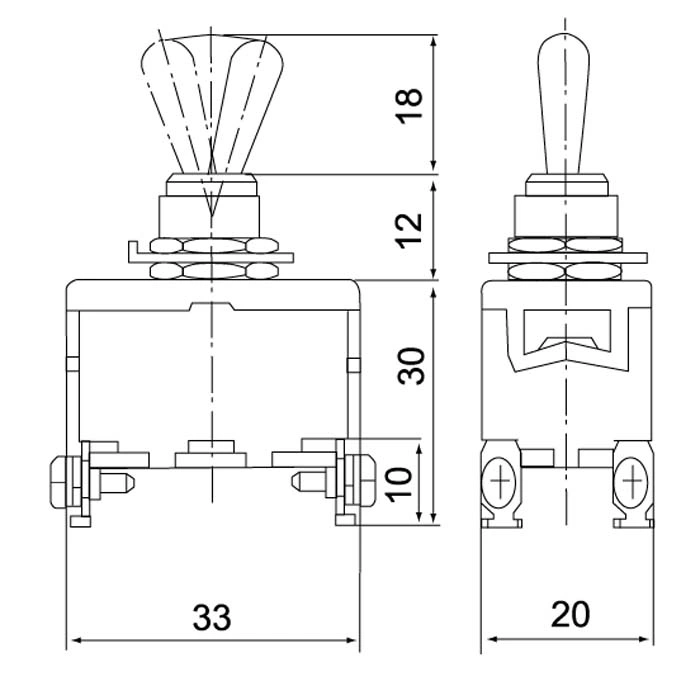 15A 250VAC Single Pole Screw Terminal Mini Toggle Switch