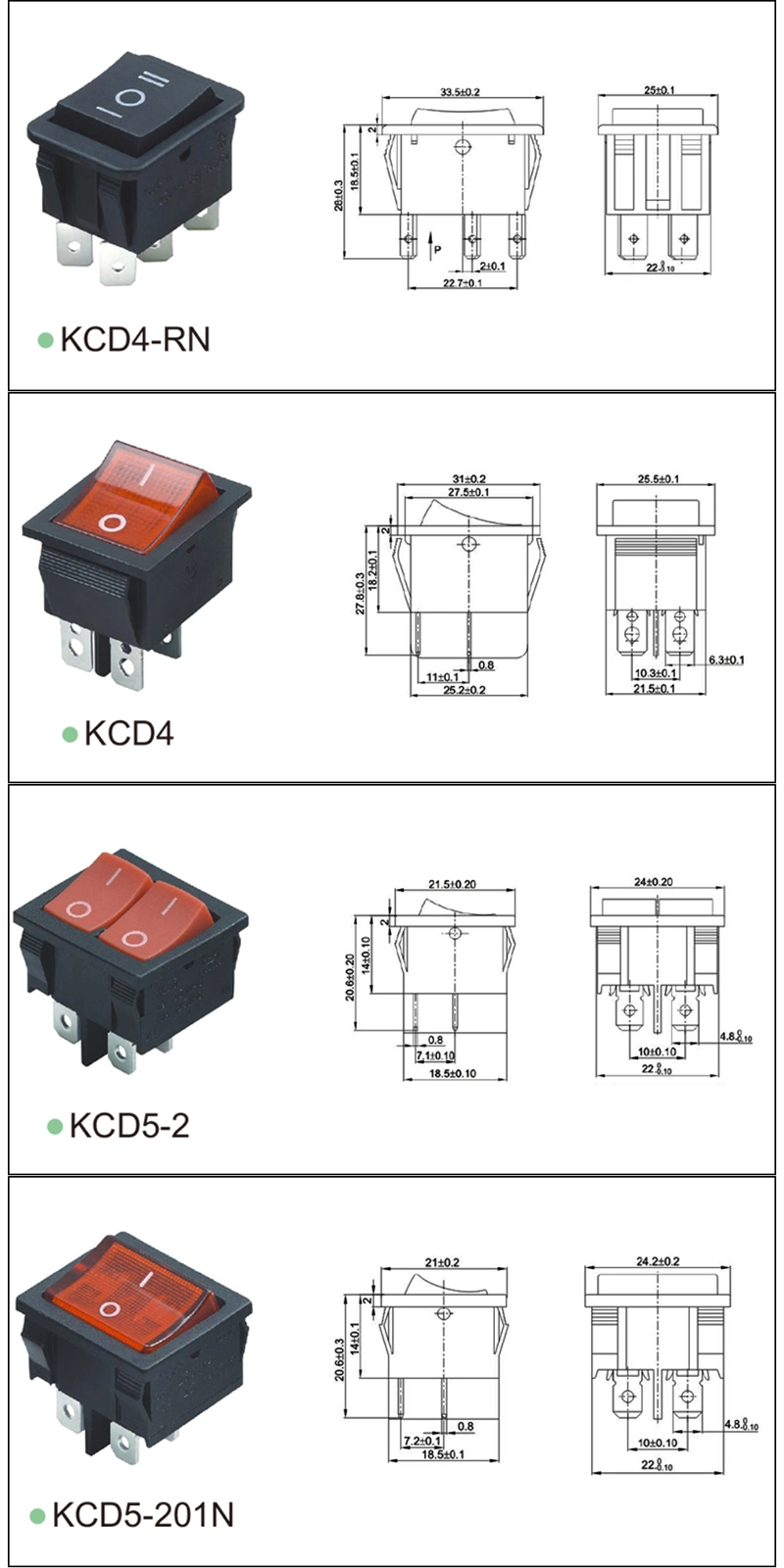 1e4 Kcd4 Rocker Switch T85 4pins 20A 250VAC Mini Push Button Switch