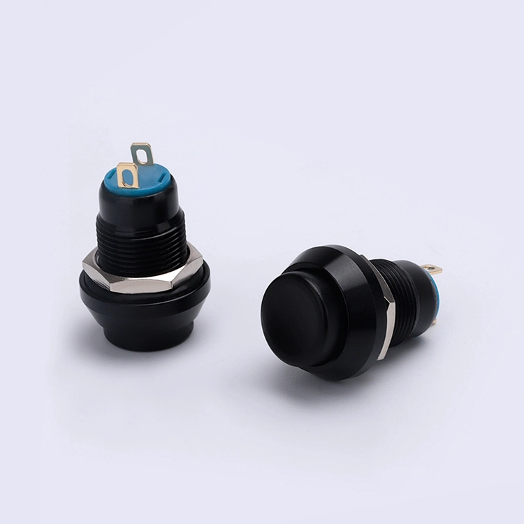 High Round Head Push Button Switch Waterproof Plastic Self-Lock Switch 12mm Black Push Button Switch