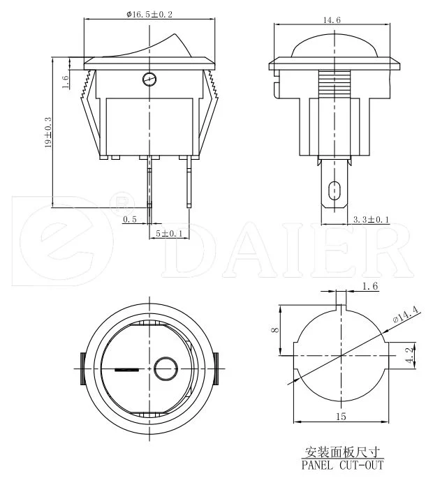 6A 2 Pin on off T85 Kcd Round Rocker Switch