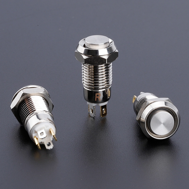 10mm Push Button Switch Self Lock High Flat 1no Waterproof Latching Ring LED Push Button Switch