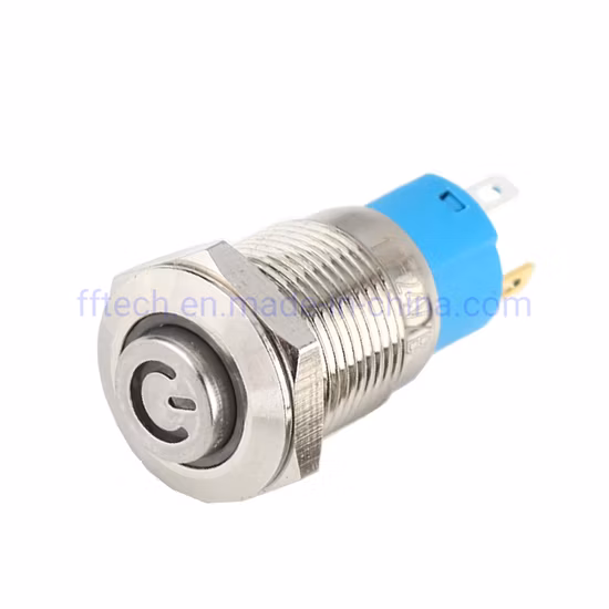 Haute qualité 16mm borne à souder momentanée auto-verrouillage haut bouton SUS métal interrupteur à bouton-poussoir avec Logo d'alimentation lumière LED