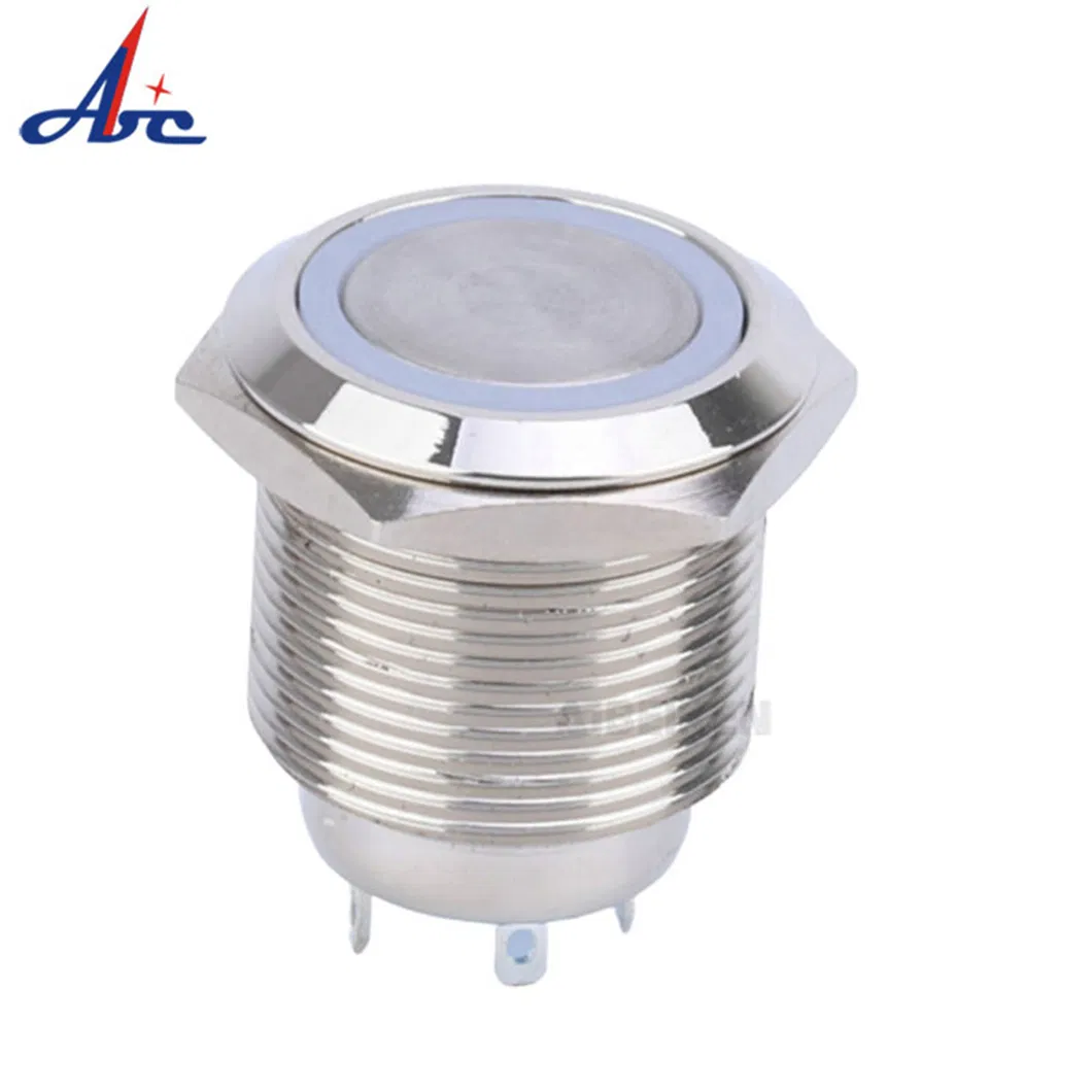 Bouton-poussoir étanche IP65 à verrouillage automatique 4 broches 19 mm