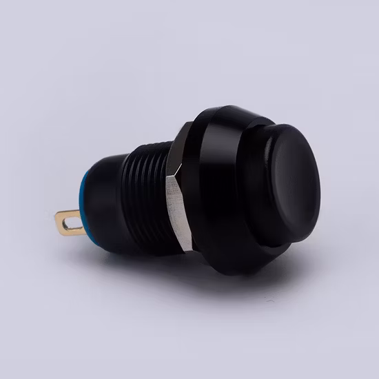 Interrupteur à bouton-poussoir à tête ronde haute interrupteur à verrouillage automatique en plastique étanche 12mm interrupteur à bouton-poussoir noir