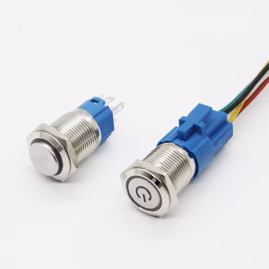 12mm 16mm 19mm 22mm 25mm 30mm verrouillage momentané DC 12V LED interrupteur à bouton-poussoir en métal étanche